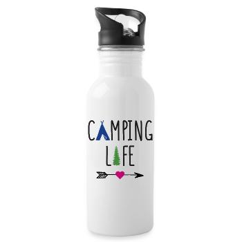 Campingleben - Trinkflasche mit integriertem Trinkhalm - Weiß - Rechts