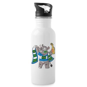 Rhino Fan Brésil - Gourde avec paille intégrée - blanc - Droite