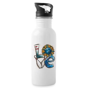 Love Bowling Player - Water bottle with straw - white - Right