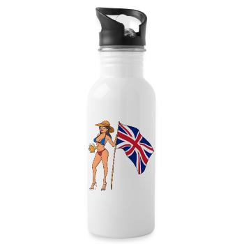 Sexy Fan Woman England - Water bottle with straw - white - Right