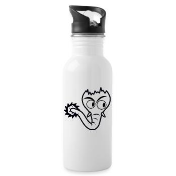Der lustige skurrile fantasievolle Sägofant - Trinkflasche mit integriertem Trinkhalm - Weiß - Rechts