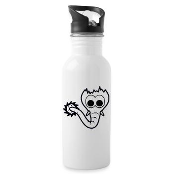 Der lustige skurrile fantasievolle Sägofant - Trinkflasche mit integriertem Trinkhalm - Weiß - Rechts