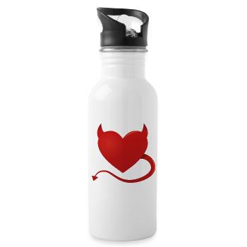 Devil Heart - Water bottle with straw - white - Right