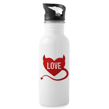 Devil Heart Love - Water bottle with straw - white - Right