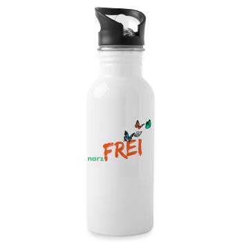 narzfrei orange - Trinkflasche mit integriertem Trinkhalm - Weiß - Rechts