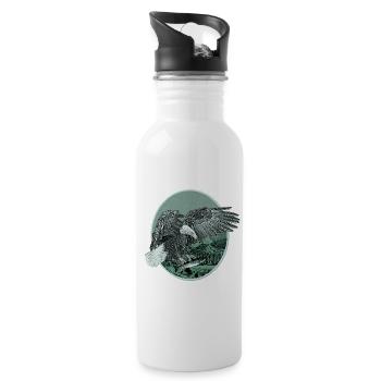 Eagle Eagle Motif Pygargue à tête blanche Chasse à la pêche - Gourde avec paille intégrée - blanc - Droite