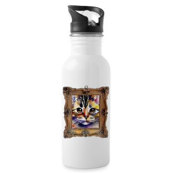 Katzengesicht 5 - Trinkflasche mit integriertem Trinkhalm - Weiß - Rechts