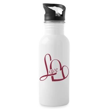 romantique Typographie de la Saint-Valentin en rouge - Gourde avec paille intégrée - blanc - Droite