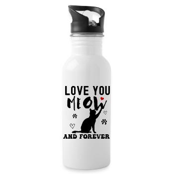 Love You Meow and Forever - Water bottle with straw - white - Right