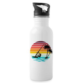 Windsurfer - Retro Vintage Sunset - Trinkflasche mit integriertem Trinkhalm - Weiß - Rechts