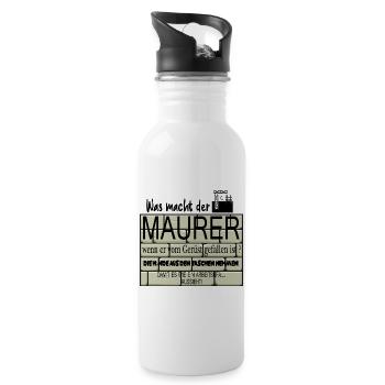 Lustige Maurer - Trinkflasche mit integriertem Trinkhalm - Weiß - Rechts