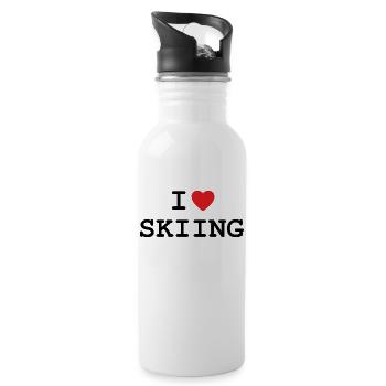 I love skiing - Water bottle with straw - white - Right