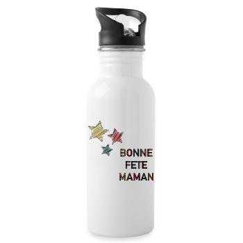 BONNE FÊTE. FÊTE DES MÈRES. FÊTE DES PÈRES. FÊTE - Gourde avec paille intégrée - blanc - Droite