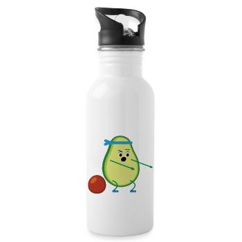 Kackvocado Avocado Kacke kacken Geschenk - Trinkflasche mit integriertem Trinkhalm - Weiß - Rechts