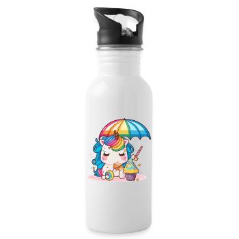 Unicorn for children A world full of fantasy - Water bottle with straw - white - Right