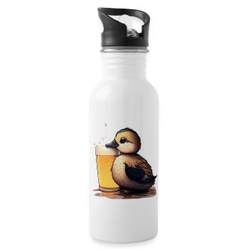 Mignon bébé canard avec de la bière - Gourde avec paille intégrée - blanc - Droite