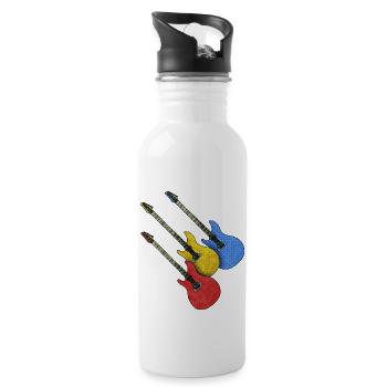 Gitarren - Trinkflasche mit integriertem Trinkhalm - Weiß - Rechts