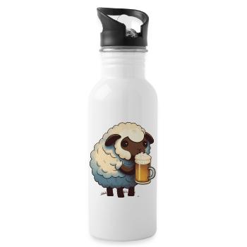 Little cute sheep with beer - Water bottle with straw - white - Right