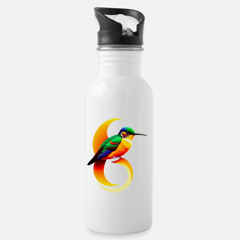 Kolibri - Trinkflasche mit integriertem Trinkhalm - Weiß