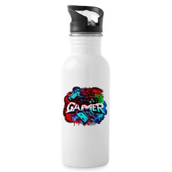 Gamer - gaming & video games - Water bottle with straw - white - Right