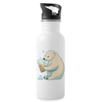 Eisbär enjoys a delicious beer - Water bottle with straw - white - Right