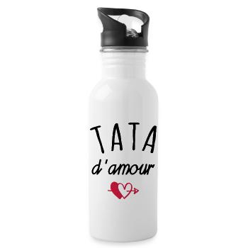 tata d amour / cadeau tata - Gourde avec paille intégrée - blanc - Droite