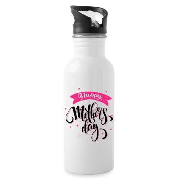 Happy Mother's Day - Water bottle with straw - white - Right