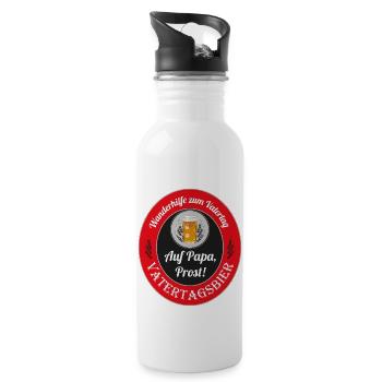 Vatertag Beer Label - Trinkflasche mit integriertem Trinkhalm - Weiß - Rechts