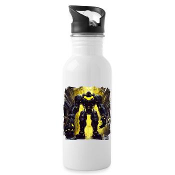 Futuristisch Cyberpunk Mech Warrior Sci Fi Roboter - Trinkflasche mit integriertem Trinkhalm - Weiß - Rechts