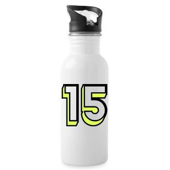 15. 15 JAHRE. 15-JÄHRIGES JUBILÄUM. GEBURTSTAG 15 JAHRE. - Trinkflasche mit integriertem Trinkhalm - Weiß - Rechts
