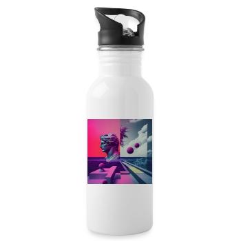 Ein Vaporwave Fusion von Moderne und der Antike - Trinkflasche mit integriertem Trinkhalm - Weiß - Rechts