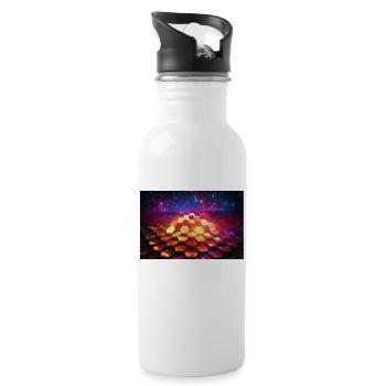 surreal epic fractal hexagons 4 - Trinkflasche mit integriertem Trinkhalm - Weiß - Rechts