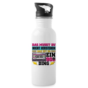 Das ist so ein 90er Ding - Trinkflasche mit integriertem Trinkhalm - Weiß - Rechts