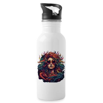Cool Medusa tête serpents cheveux grandes couleurs - Gourde avec paille intégrée - blanc - Droite