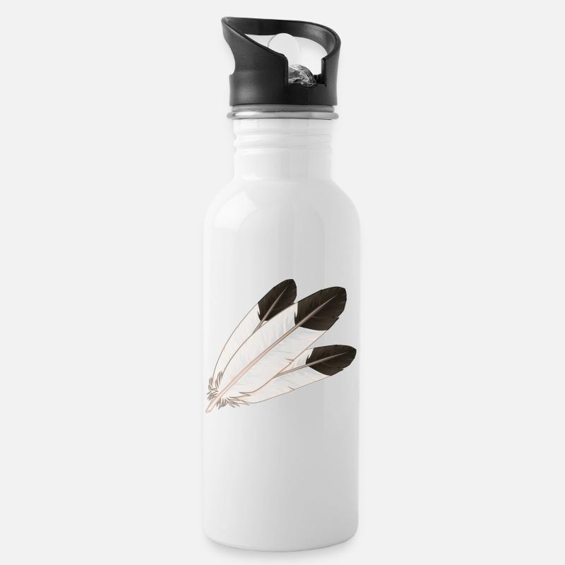 Eagle feather - Water bottle with straw - white