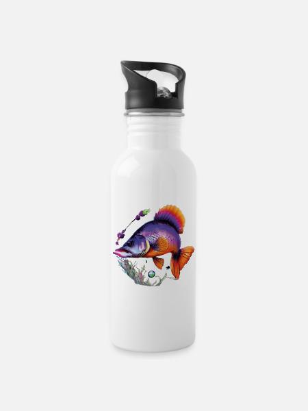 Tauchen Sie ein in die bunte Welt der tropischen Fische - Trinkflasche mit integriertem Trinkhalm - Weiß