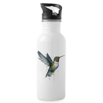 Graceful Hummingbird in Watercolor - Water bottle with straw - white - Right