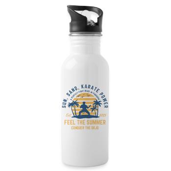 Karate summer on the beach under palm trees - Water bottle with straw - white - Right