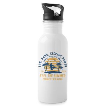 Taekwondo Summer on the beach under palm trees - Water bottle with straw - white - Right