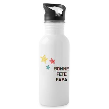 FÊTE DES PÈRES. BONNE FÊTE PAPA. PAPA. BONNE FÊTE - Gourde avec paille intégrée - blanc - Droite
