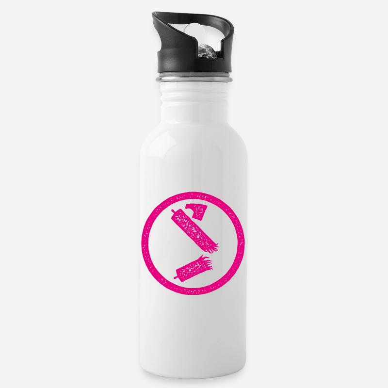 Antifa-Symbolstrahl zerstört - Trinkflasche mit integriertem Trinkhalm - Weiß
