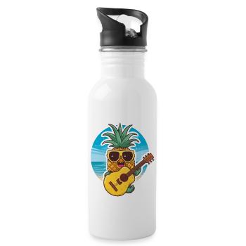 Ukulele Pineapple - Trinkflasche mit integriertem Trinkhalm - Weiß - Rechts