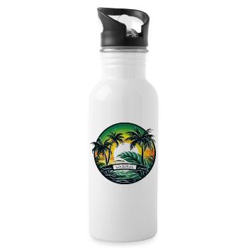 Mallorca Malle Sommeroutfit Urlaubsmotiv Strand 2 - Trinkflasche mit integriertem Trinkhalm - Weiß - Rechts