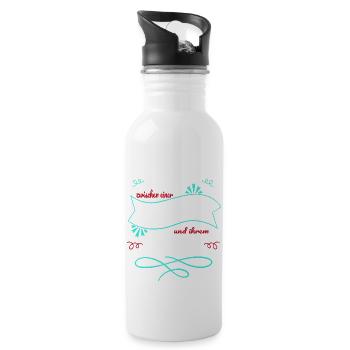 bday schäferhund humor lieben spruch windhund cool - Trinkflasche mit integriertem Trinkhalm - Weiß - Rechts