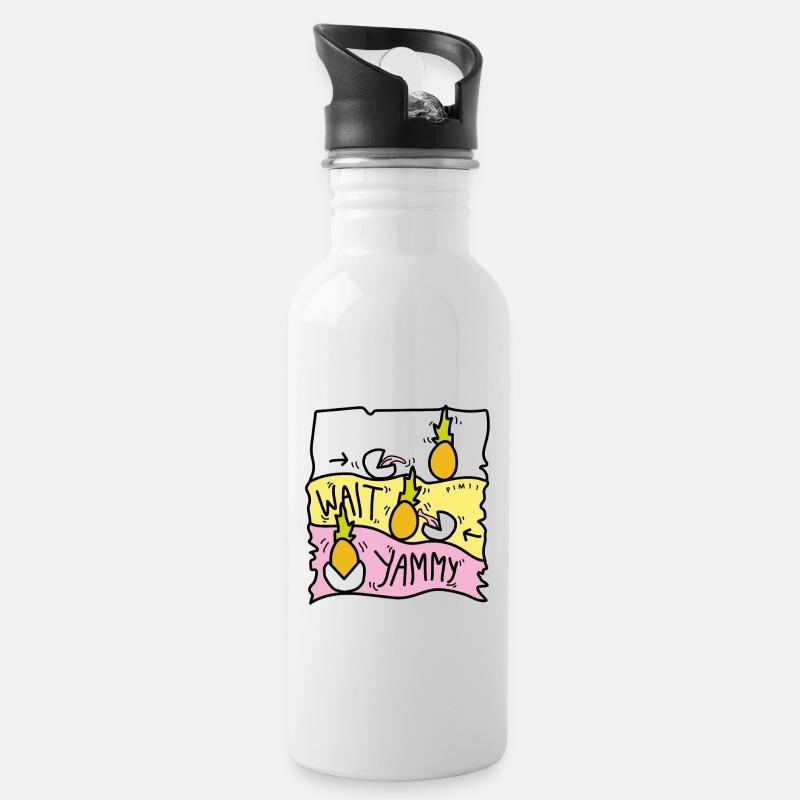 Ananas Yammy - Trinkflasche mit integriertem Trinkhalm - Weiß