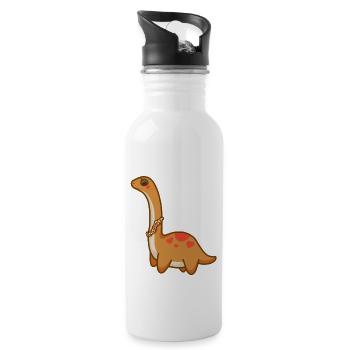 hugadino tanned dino, cute dinosaur - Water bottle with straw - white - Right