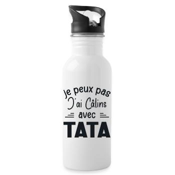 Je Peux Pas J'ai Câlins Avec Tata - Gourde avec paille intégrée - blanc - Droite
