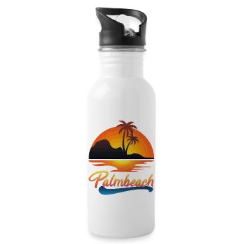 Palmbeach Sunset Design - Water bottle with straw - white - Right