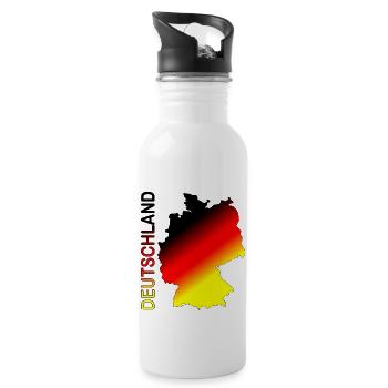 Deutschland Karte Schrift - Trinkflasche mit integriertem Trinkhalm - Weiß - Rechts