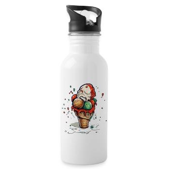Cornet de glace myrtille pistache vanille - Gourde avec paille intégrée - blanc - Droite